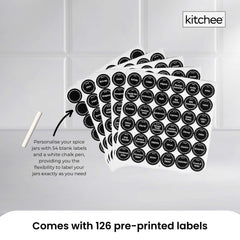 4 Tier Metal Spice Rack + 28 Glass Jars - Kitchen Pantry Herb Storage Organiser