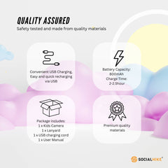 Kids HD Digital Camera Pink - Children's Selfie Photo Video 2.4 Inch Screen