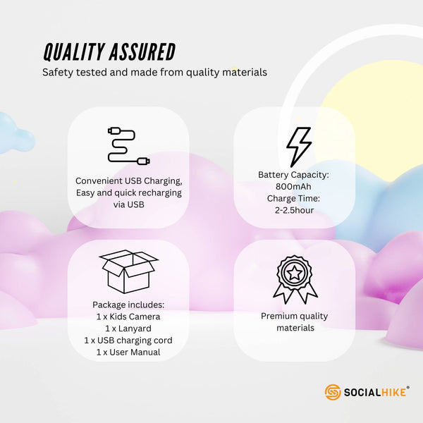 Kids HD Digital Camera Blue - Children's Selfie Photo Video 2.4 Inch Screen