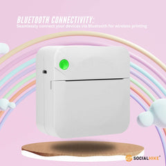 Social Hike Portable Mini Printer White - Inkless Bluetooth Phone Pocket Thermal Printing