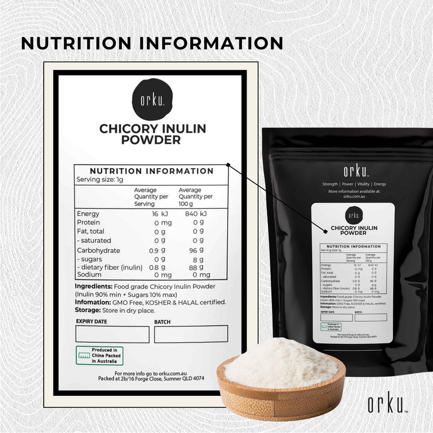 Orku 400g Chicory Root Inulin Powder - Unflavoured Natural Prebiotic Fibre