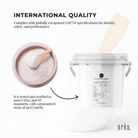 Orku 3.5Kg Myo Inositol Powder Tub - USP Grade High Purity Unflavoured