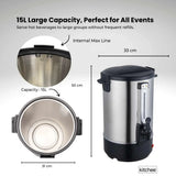 Kitchee 15L Electric Water Boiler - Stainless Steel Commercial Hot Liquid Urn
