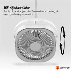 3-Speed USB 20cm Desktop Fan – Quiet Portable Lightweight Rechargeable Cooler