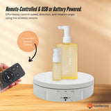 Tooleroo Electric 360 Rotating Product Display Stand White for Merchandise Video