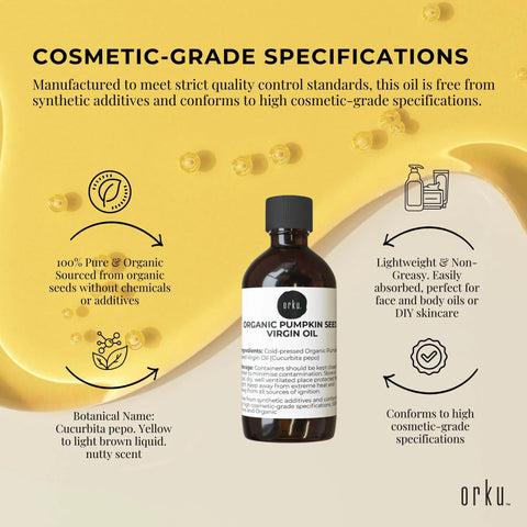 Orku 100ml Organic Pumpkin Seed Virgin Oil Cold Pressed Cosmetic Grade