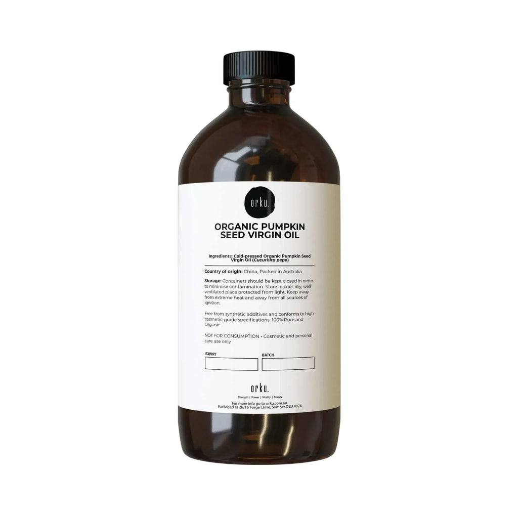 Orku 500ml Organic Pumpkin Seed Oil – Virgin Cold Pressed Unrefined Cosmetic Grade