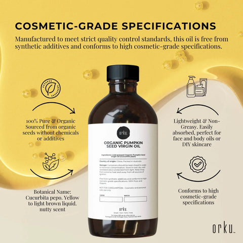 Orku 500ml Organic Pumpkin Seed Virgin Oil Cold Pressed Cosmetic Grade