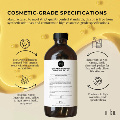 Orku 1L Organic Pumpkin Seed Virgin Oil Cold Pressed Cosmetic Grade