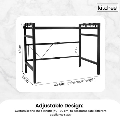 Kitchee Microwave Single Shelf - Expanding Storage Rack Kitchen Organiser Stand