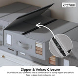 Kitchee 4x Foldable Bed Sheet Storage Box - Linen + Closet Organiser Grey