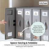 Kitchee 4x Foldable Bed Sheet Storage Box - Linen + Closet Organiser Grey