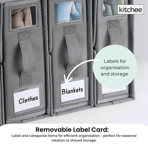 Kitchee 4x Foldable Bed Sheet Storage Box - Linen + Closet Organiser Grey