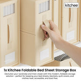 Kitchee Foldable Bed Sheet Storage Box - Linen + Closet Organiser Beige