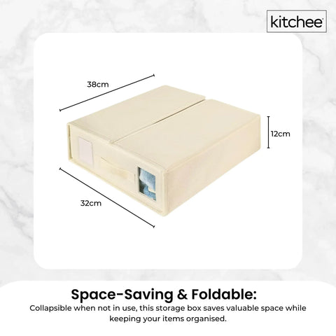 Kitchee Foldable Bed Sheet Storage Box - Linen + Closet Organiser Beige