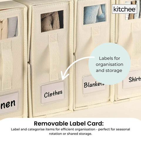 Kitchee 10x Foldable Bed Sheet Storage Box - Linen + Closet Organiser Beige