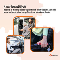 1x Car Cane Door Handle - Portable Elderly Standing Aid LED Flashlight Hammer Tool