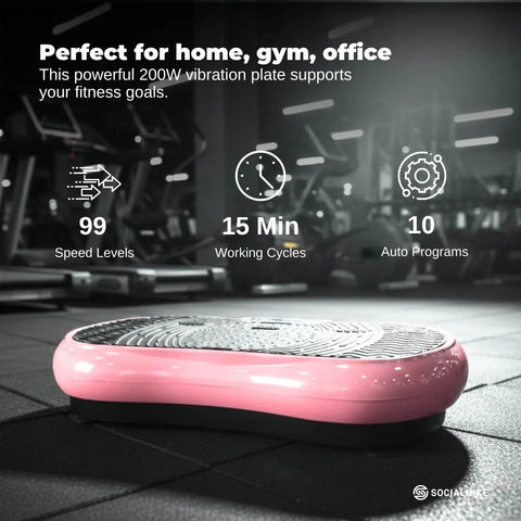 Social Hike 68cm Vibration Plate Machine Full Body Workout Platform Pink