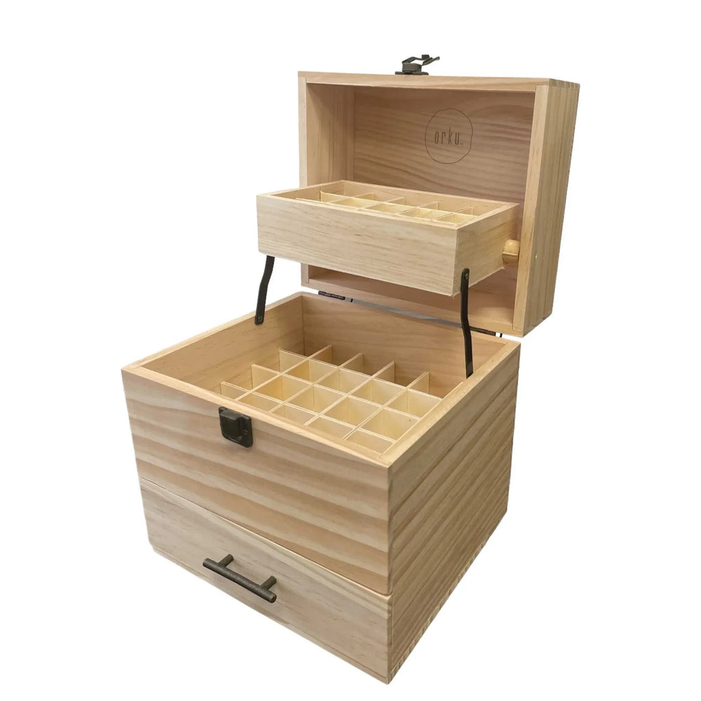 Orku 59 Essential Oil Bottle Storage Box - Wooden 3 Tier Aromatherapy Organiser