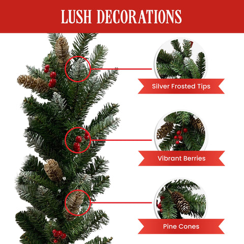 Christabelle 2.7m Christmas Garland with Pine Cones & Berries Pine Tree Decoration Ornament