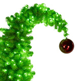 Christabelle 1.2m 4ft Gremlin Christmas Tree Pre Lit Green White LED Curved Top Red Bauble Artificial Indoor Xmas Decor