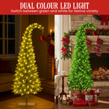 Christabelle 1.2m 4ft Gremlin Christmas Tree Pre Lit Green White LED Curved Top Red Bauble Artificial Indoor Xmas Decor