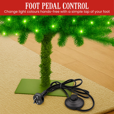 Christabelle 1.2m 4ft Gremlin Christmas Tree Pre Lit Green White LED Curved Top Red Bauble Artificial Indoor Xmas Decor