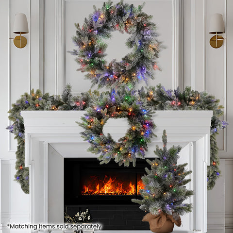 Christabelle 2.7m Christmas Garland Snowy with LED Lights Stamford Spruce Tree Decoration Ornament