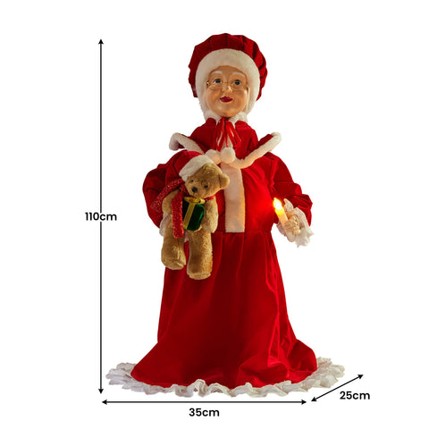 Christabelle 1.1m Musical LED Animated Christmas Mrs Claus Glowing Candle Ornament Decoration