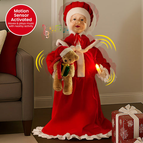 Christabelle 1.1m Musical LED Animated Christmas Mrs Claus Glowing Candle Ornament Decoration