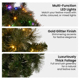 Christabelle 61cm Christmas Wreath with LED Lights Glittery Gold Pine re-Lit Front Door Decoration Ornament