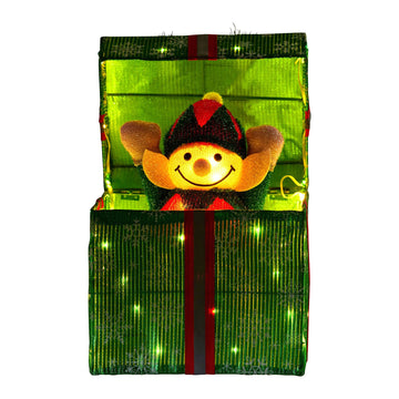 Christabelle Animated Elf in a Gift Box LED Lights Christmas Tree Decoration Ornament Xmas