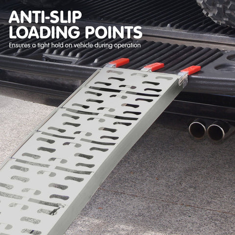 Kartrite Pair 2.3m Aluminium Folding Loading Ramps 680kg Heavy Duty for ATV Quad Bike Motorbike Farm Ute Trailer