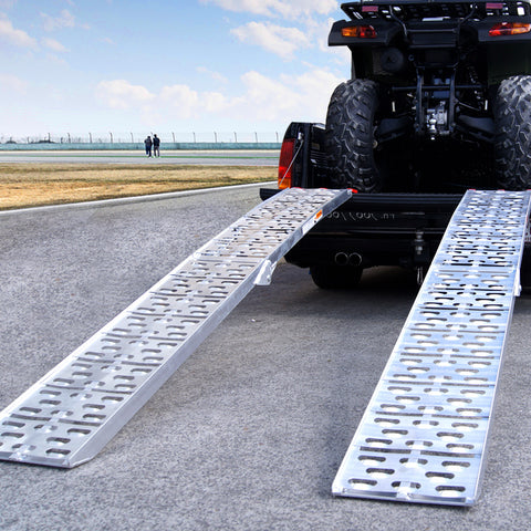 Kartrite Pair 2.3m Aluminium Folding Loading Ramps 680kg Heavy Duty for ATV Quad Bike Motorbike Farm Ute Trailer