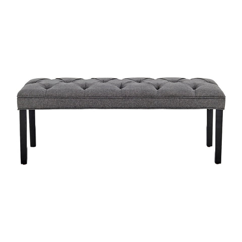 Sarantino Cate Button-tufted Upholstered Bench With Tapered Legs - Dark Grey Linen