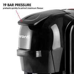 Pronti HomeMaid 3-in-1 Coffee Machine Multi-Capsule Pods and Ground Coffee Nespresso & Caffitaly Compatible CM-511HM