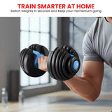 Powertrain 24KG Adjustable Home Gym Dumbbell - Blue