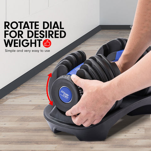 Powertrain 24KG Adjustable Home Gym Dumbbell - Blue