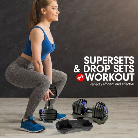 Powertrain 24KG Adjustable Home Gym Dumbbell - Blue