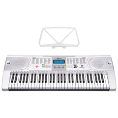 Karrera 61 Keys Electronic LED Keyboard Piano with Stand - Silver