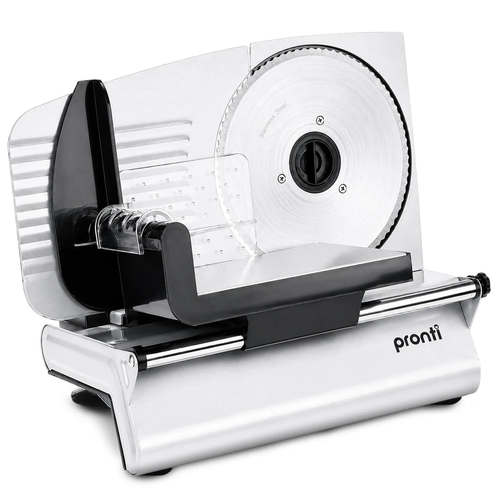 Pronti Electric Deli and Food Slicer with Adjustable Thickness - White