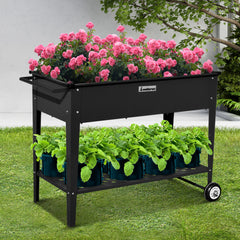 Wallaroo Garden Bed Raised 108.5 x 50.5 x 80cm Galvanized Steel  Black