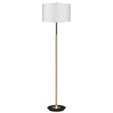Sarantino Metal Floor Lamp Brushed Brass Finish with White Shade