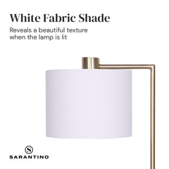 Sarantino Metal Task Lamp with USB Charging Port Antique Brass Finish