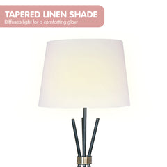 Sarantino Tripod Floor Lamp in Metal and Antique Brass