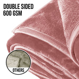Laura Hill Mink Blanket Queen Size Double-sided Soft Plush Bed Faux Throw Rug 220 X 240cm (pink)