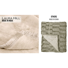 Laura Hill 800-gsm Faux Mink Throw Rug Blanket Queen Size Double-sided Large 220 X 240cm Heavy - Cream