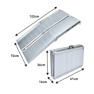 Kartrite 4ft Portable Aluminium Folding Wheelchair Ramp 275kg Heavy Duty Non-Slip Suitcase Ramp for Steps Kerbs