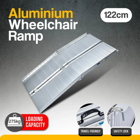 Kartrite 4ft Portable Aluminium Folding Wheelchair Ramp 275kg Heavy Duty Non-Slip Suitcase Ramp for Steps Kerbs