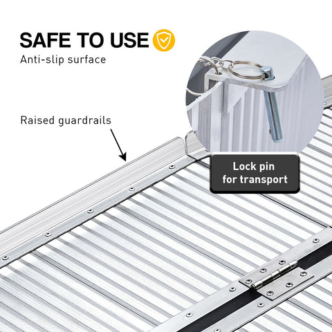 Kartrite 4ft Portable Aluminium Folding Wheelchair Ramp 275kg Heavy Duty Non-Slip Suitcase Ramp for Steps Kerbs